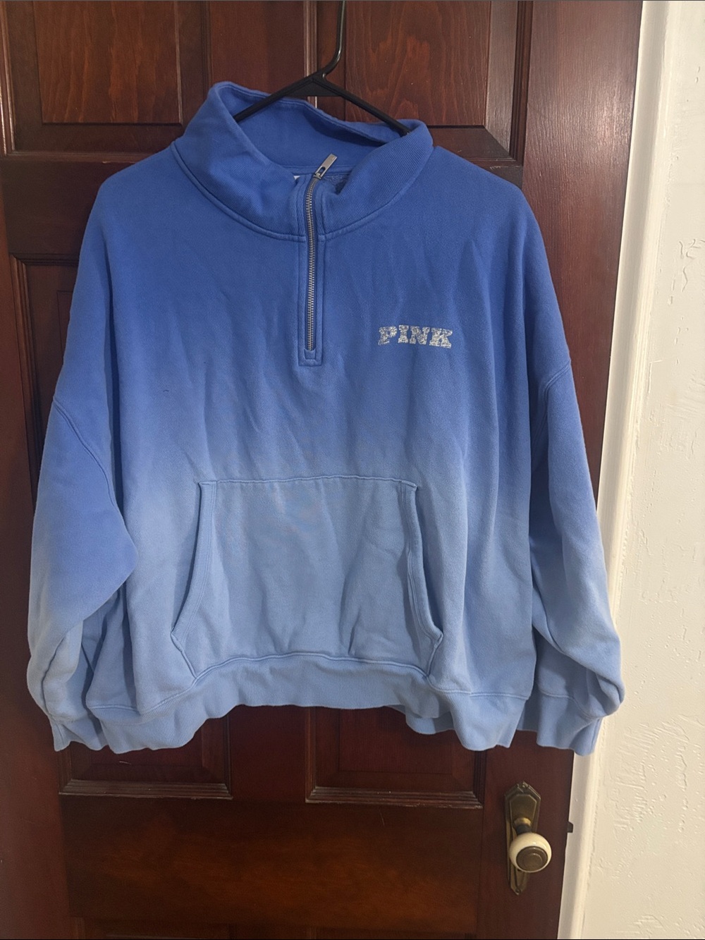 PINK Victoria's Secret Blue Ombre Quarter-Zip Pullover xxl